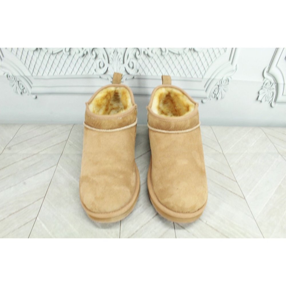 LL Bean Brown Suede Wicked Good Shearling Lined Slippers Ankle Boots 8 M - Picture 5 of 9